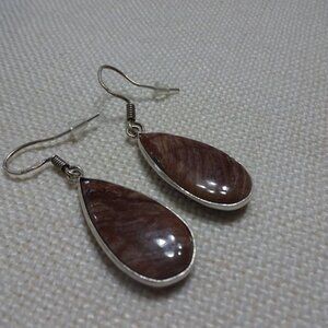Natural STICK AGATE Handmade Sterling Dangle Earrings #811B